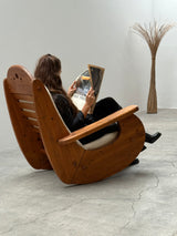 WASA ROCKING CHAIR XL SOLID PINE WOOD BRUTALIST, GERMANY 1980s