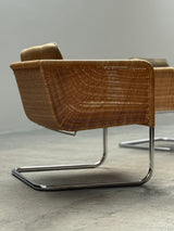WILLIAM DUNKEL FOR TECTA „D44“ KRAGSTUHL CANTILEVER ARMCHAIRS RATTAN CHROME, GERMANY 1960s