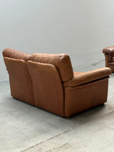 ROCHE BOBOIS ARMCHAIR & SOFA SET BUFFALO LEATHER, FRANCE 1970s