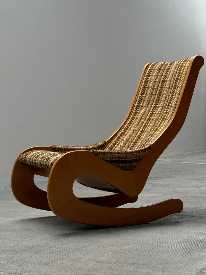 CASALA MIDCENTURY ROCKING CHAIR BEECH WOOD BOUCLÉ, GERMANY 1960s