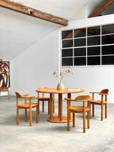 Esszimmer Set Esstisch Rund & 6 Stühle Buche Massiv 1980er Jahre