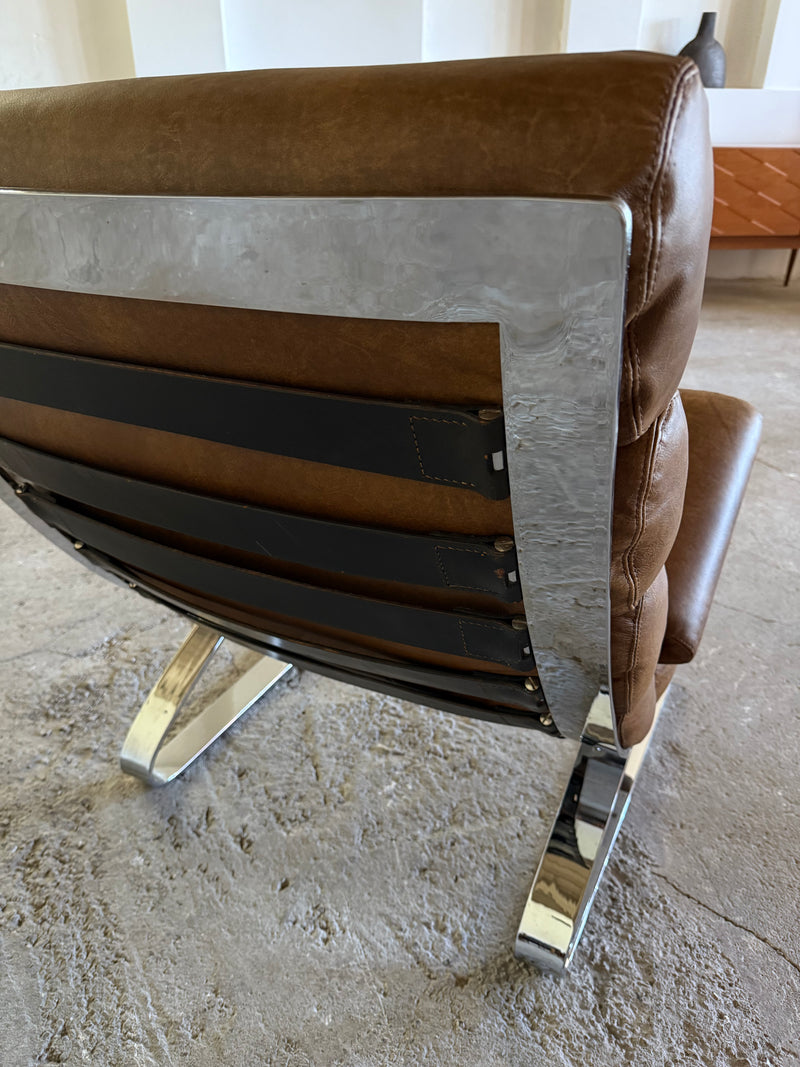 COR SINUS CANTILEVER LOUNGE CHAIR LEATHER CHROME PLATED STEEL, GERMANY 1970s