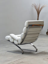 COR ‚SINUS‘ CANTILEVER LOUNGE CHAIR WHITE LEATHER CHROMED PLATED STEEL, GERMANY 1970s
