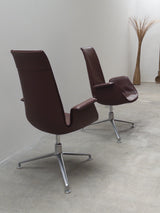 FABRICIUS & KASTHOLM FOR KNOLL ‚FK LOUNGE CHAIR 6725‘ LEATHER ALUMINIUM SWIVEL ARMCHAIR
