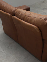 ROCHE BOBOIS ARMCHAIR & SOFA SET BUFFALO LEATHER, FRANCE 1970s