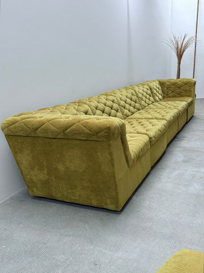 LAAUSER SECTIONAL SOFA ARMCHAIR GREEN VELVET, GERMANY 1970S
