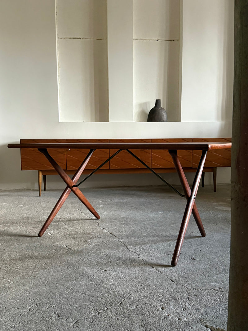 HANS WEGNER FOR ANDREAS TUCK AT-303 TEAK & OAK WOOD DESK / DINING TABLE, DENMARK 1960s