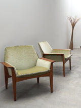 SET OF 2 STEEN ØSTERGAARD FOR JASON MØBLER ‚SENIOR‘ ARMCHAIRS IN TEAKWOOD & MOHAIR, DENMARK 1960s