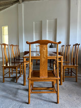 DINING SET TABLE & 8 CHAIRS SOLID WOOD CHINA 1960s