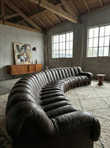 DE SEDE DS-600 „TATZELWURM“ / „SNAKE“ SECTIONAL SOFA MOCHA BROWN LEATHER, SWITZERLAND 1980s