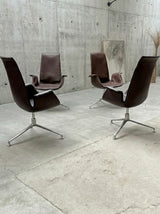 FABRICIUS & KASTHOLM FOR KNOLL FK LOUNGE CHAIR 6727-3G LEATHER ALUMINIUM SWIVEL ARMCHAIR