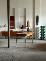 INDUSTRIAL DESK WOOD STEEL 2 COMPARTMENTS, GERMANY 1950s