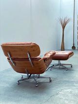 Martin Stoll für Giroflex „Lounge Chair“ mit Ottoman Cognac Leder Chrom Schweiz 1960er Jahre