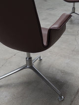 FABRICIUS & KASTHOLM FOR KNOLL ‚FK LOUNGE CHAIR 6725‘ LEATHER ALUMINIUM SWIVEL ARMCHAIR