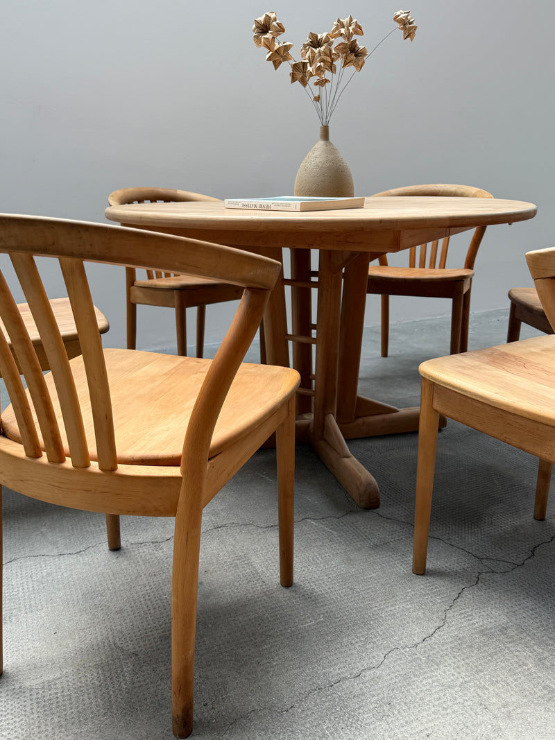 TEAM 7 DINING TABLE & 6 CHAIRS SOLID ALDER WOOD, AUSTRIA 1990s