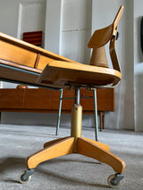 INDUSTRIAL DESK WOOD STEEL 2 COMPARTMENTS, GERMANY 1950s