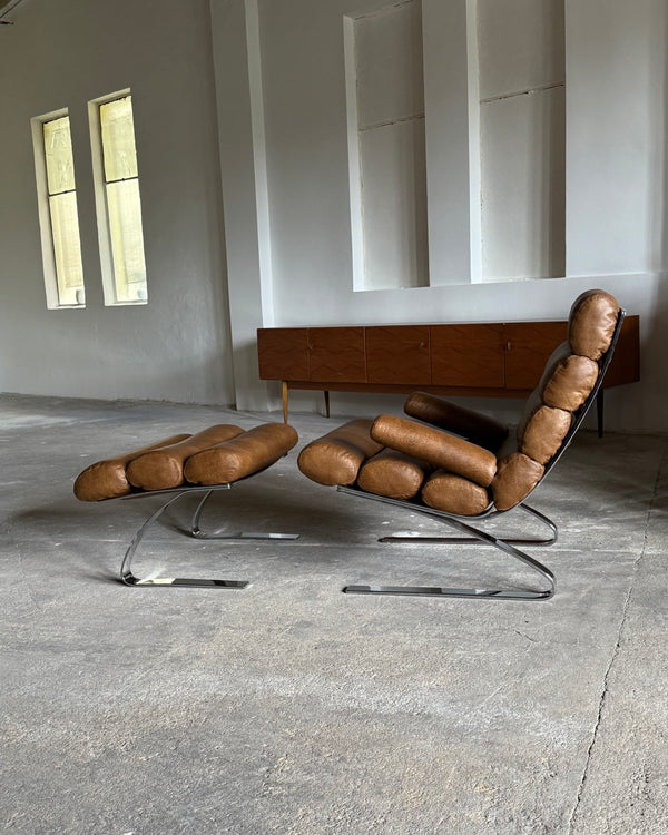 COR SINUS CANTILEVER LOUNGE CHAIR LEATHER CHROME PLATED STEEL, GERMANY 1970s