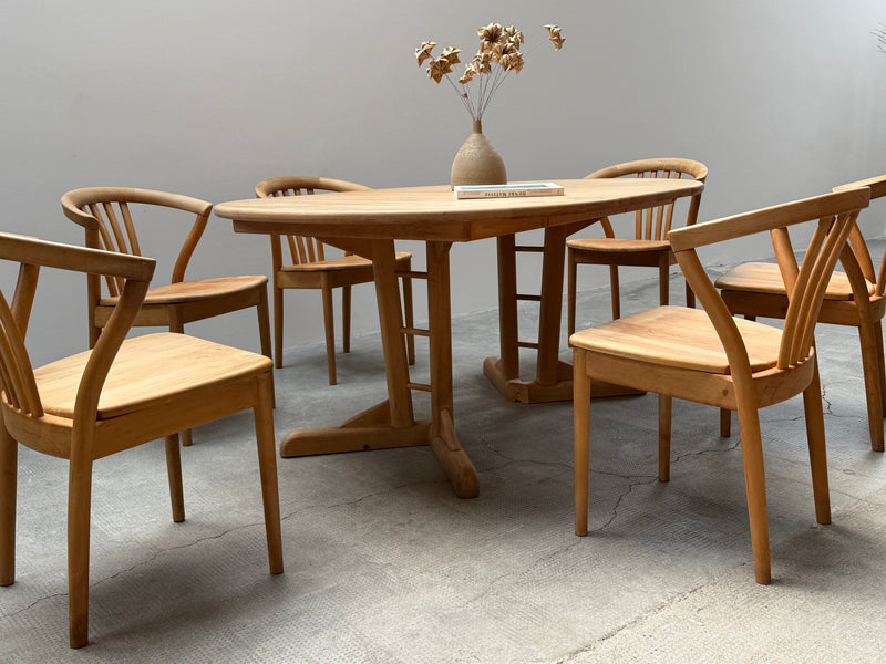 TEAM 7 DINING TABLE & 6 CHAIRS SOLID ALDER WOOD, AUSTRIA 1990s