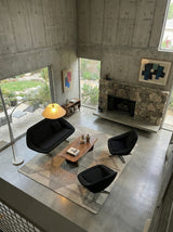 EXTRAORDINARY SEATING GROUP 2x SWIVEL CHAIR & 2-SEATER SOFA BLACK WOVEN FABRIC, 1960s