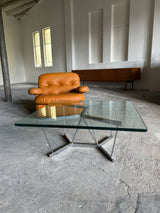 GEORGE NELSON FOR HERMAN MILLER „CATANERY“ COFFEE TABLE GLASS CHROMED STEEL, USA 1960s