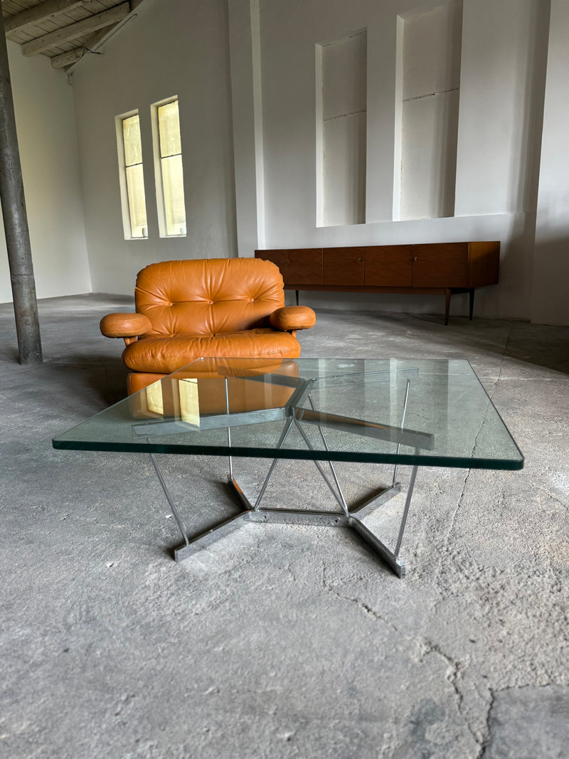 GEORGE NELSON FOR HERMAN MILLER „CATANERY“ COFFEE TABLE GLASS CHROMED STEEL, USA 1960s