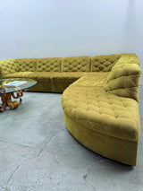 LAAUSER SECTIONAL SOFA ARMCHAIR GREEN VELVET, GERMANY 1970S