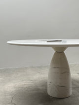 PETER DRAENERT „FINALE 1790“ WHITE LASS MARBLE DINING TABLE ROUND 140cm, GERMANY 1970s