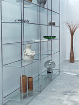 POUL CADOVIUS FOR ROYAL SYSTEM „ABSTRACTA“ MODULAR SHELF CHROME GLASS, DENMARK 1960S