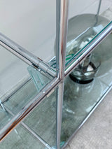 POUL CADOVIUS FOR ROYAL SYSTEM „ABSTRACTA“ MODULAR SHELF CHROME GLASS, DENMARK 1960S