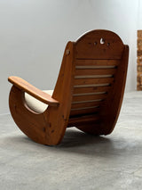 WASA ROCKING CHAIR XL SOLID PINE WOOD BRUTALIST, GERMANY 1980s