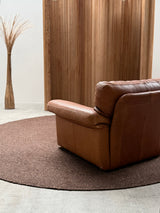 ROCHE BOBOIS ARMCHAIR & SOFA THICK BROWN LEATHER, FRANCE 1970s