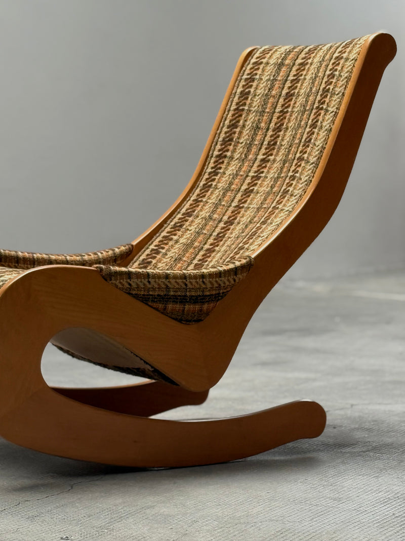CASALA MIDCENTURY ROCKING CHAIR BEECH WOOD BOUCLÉ, GERMANY 1960s