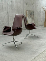FABRICIUS & KASTHOLM FOR KNOLL FK LOUNGE CHAIR 6727-3G LEATHER ALUMINIUM SWIVEL ARMCHAIR