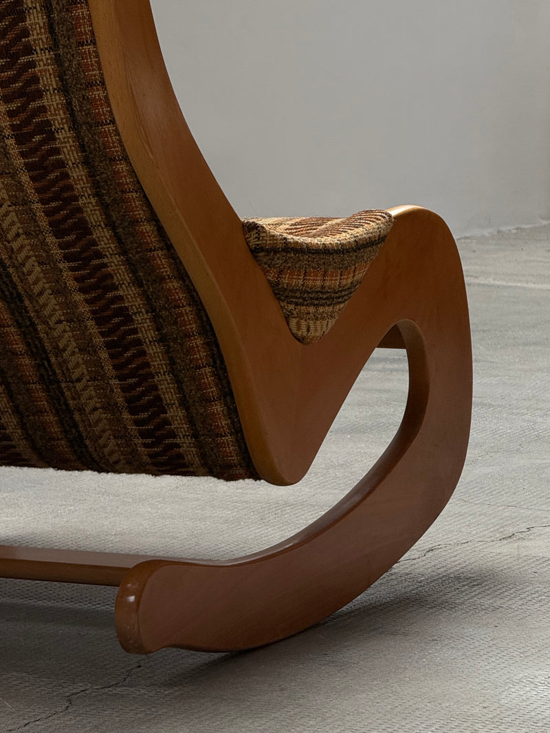CASALA MIDCENTURY ROCKING CHAIR BEECH WOOD BOUCLÉ, GERMANY 1960s
