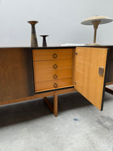 MIDCENTURY BOG OAK SIDEBOARD WITH 4 DOORS AND HIDDEN DRAWERS, 1960s