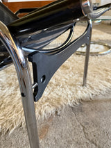 HANS EICHENBERGER FOR STRÄSSLE LOUNGE ARMCHAIR & STOOL LEATHER, SWITZERLAND 1970s