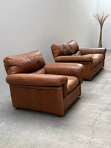 ROCHE BOBOIS ARMCHAIR & SOFA SET BUFFALO LEATHER, FRANCE 1970s