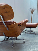 Martin Stoll für Giroflex „Lounge Chair“ mit Ottoman Cognac Leder Chrom Schweiz 1960er Jahre