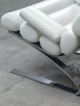 COR ‚SINUS‘ CANTILEVER LOUNGE CHAIR WHITE LEATHER CHROMED PLATED STEEL, GERMANY 1970s