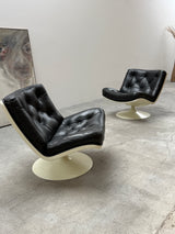 GEOFFREY HARCOURT F976 SPACE AGE TULIP SWIVEL CHAIRS LEATHER, NETHERLANDS 1970s