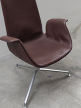 FABRICIUS & KASTHOLM FOR KNOLL ‚FK LOUNGE CHAIR 6725‘ LEATHER ALUMINIUM SWIVEL ARMCHAIR