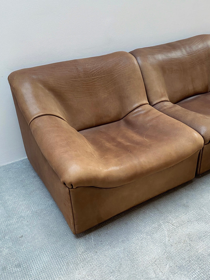 De Sede DS-46 Büffel Leder Modular Sitzgruppe Sessel & Sofa, Schweiz 1970er