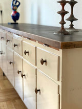 ANTIQUE SIDEBOARD COUNTER BAR KITCHEN RUN WORKBENCH WOOD, GERMANY 1940s