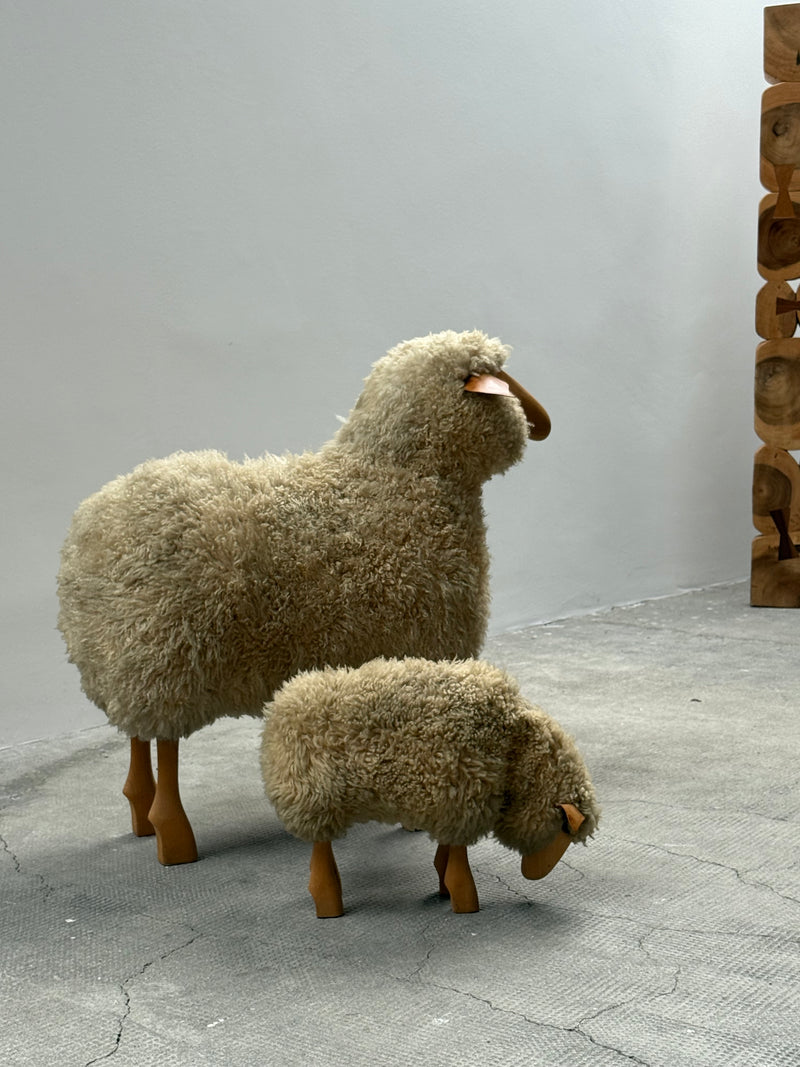 HANNS-PETER KRAFFT FOR MEIER SHEEP, WOOD GENUINE SHEEPSKIN, GERMANY 1970s