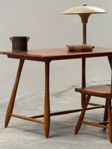 DESK IN SOLID WOOD WITH SPINDLE BACK CHAIR 1950s