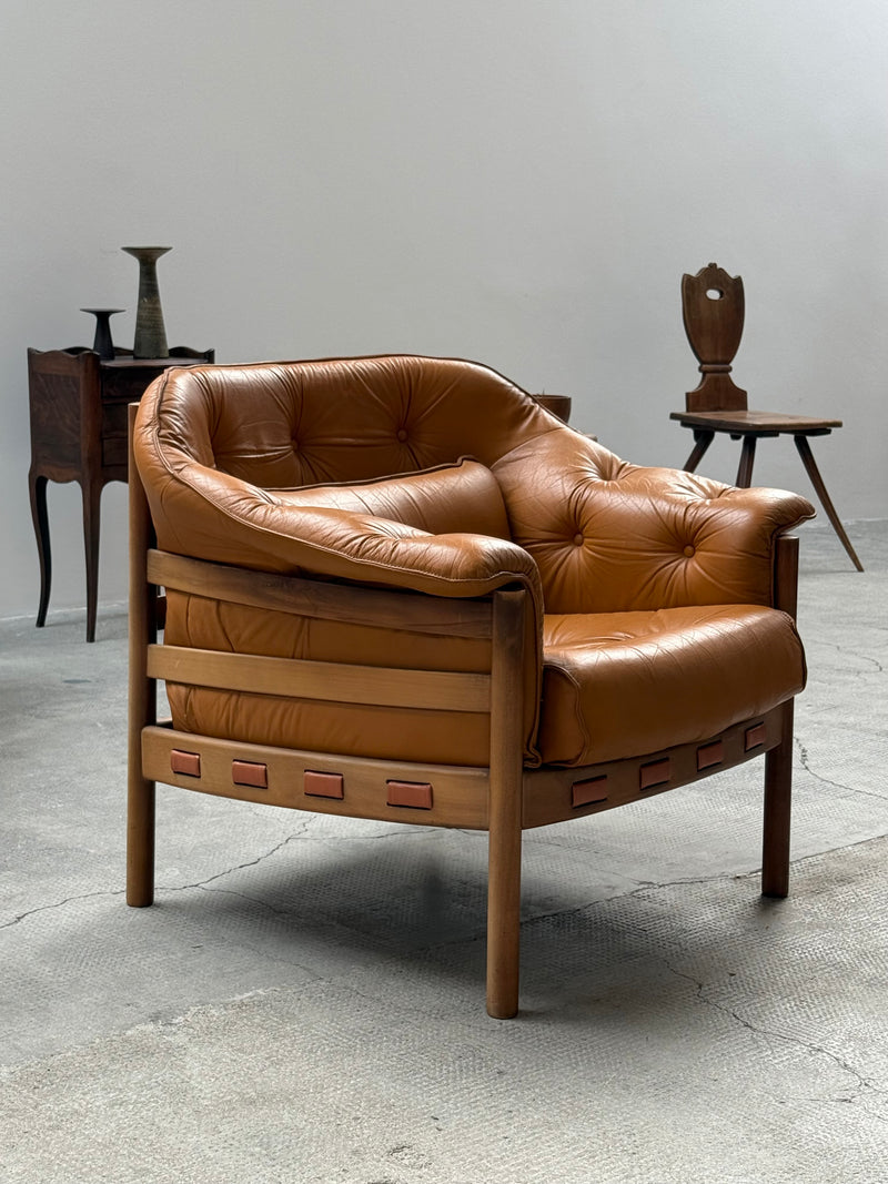 2er Set Sven Ellekaer für Coja Sessel Leder Holz, Niederlande 1960er Jahre