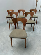 SET OF 6 NIELS KOEFOED FOR KOEFOED HORNSLET „PETER“ TEAK WOOD DINING CHAIRS, DENMARK 1950s
