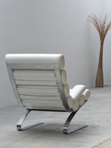 COR ‚SINUS‘ CANTILEVER LOUNGE CHAIR WHITE LEATHER CHROMED PLATED STEEL, GERMANY 1970s
