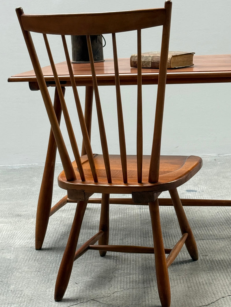 DESK IN SOLID WOOD WITH SPINDLE BACK CHAIR 1950s