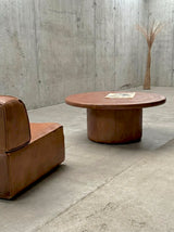 DE SEDE COFFEE TABLE COGNAC LEATHER, SWITZERLAND 1970s